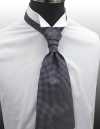 YT-153 Japanese Silk Ascot Tie(Europe Tie) Check Pattern Navy